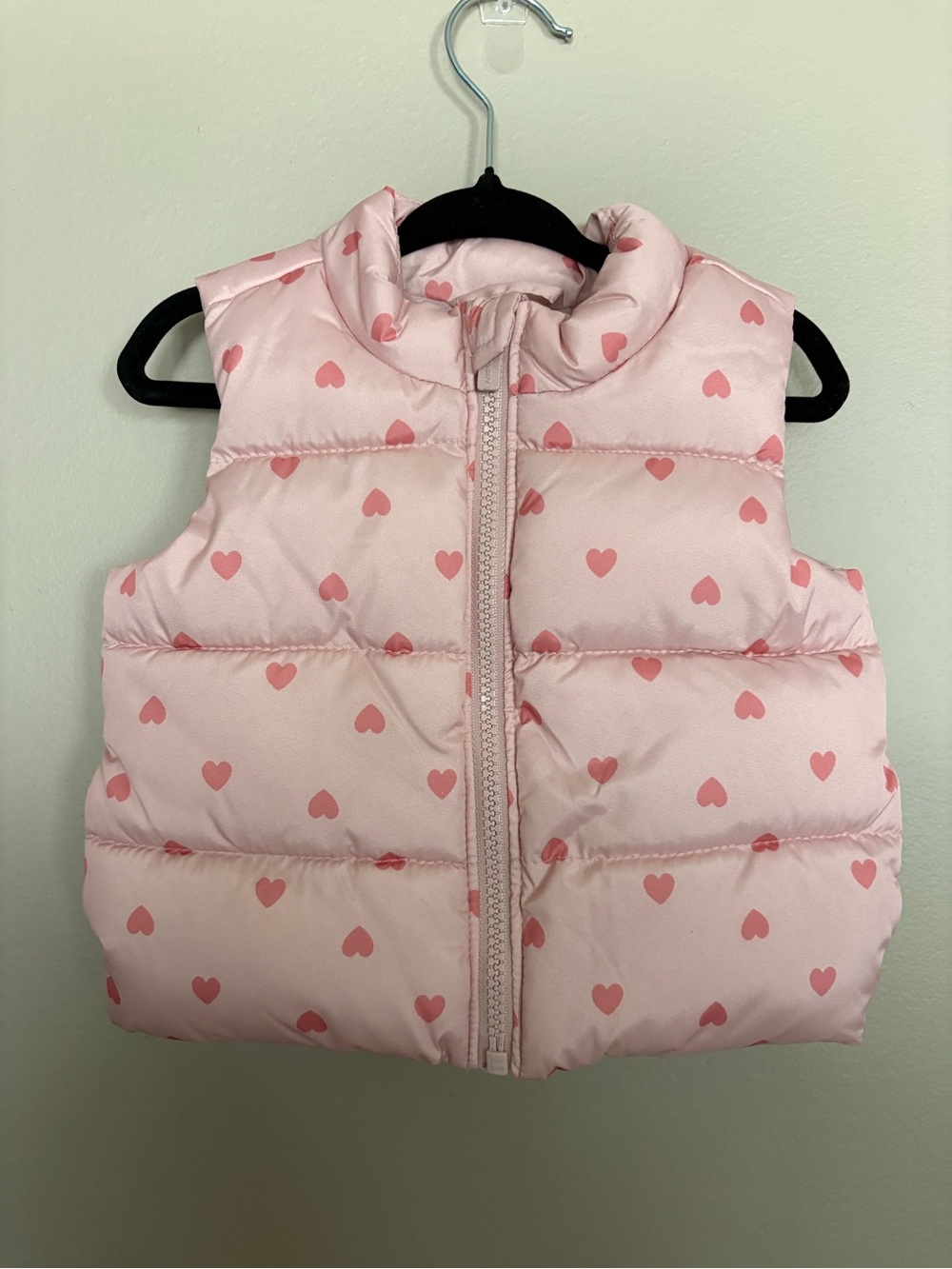 Old Navy Light Pink Heart-Print Baby Puffer Vest